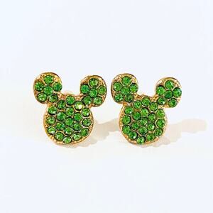 Mickey Mouse Green Crystal Stud Earrings